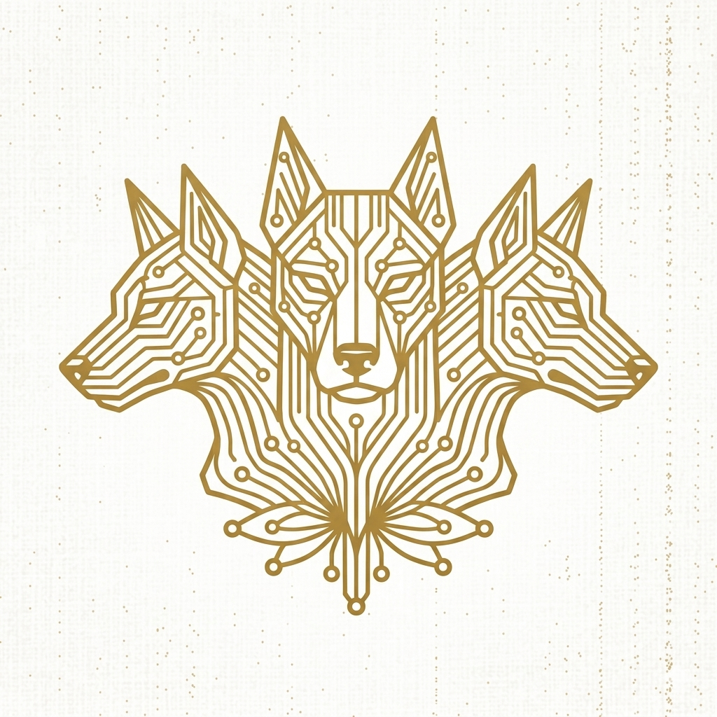 <ERBERUS Tri-Chamber Golden Circuit Sigil